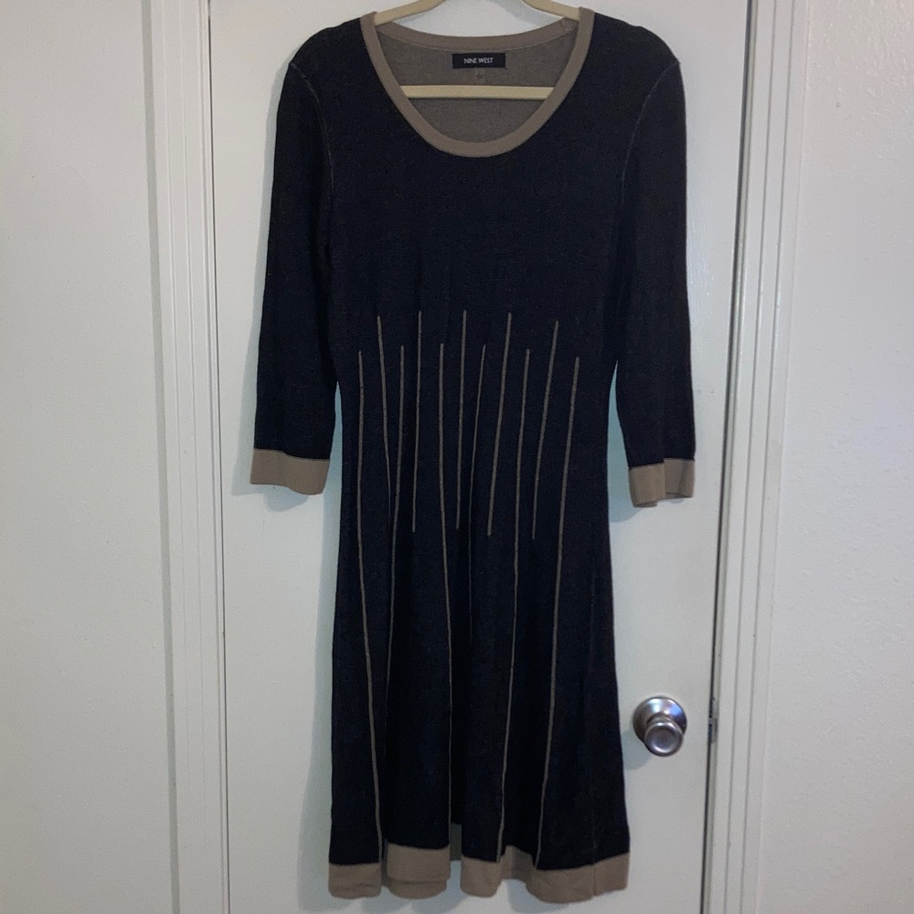 Nine West Black Dress with Tan Trim